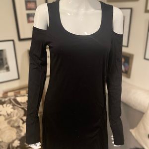 Splendid Black Shoulder Cutout Long Sleeve Dress